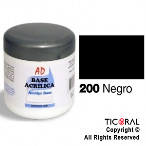 BASE ACRILICA AD 200 NEGRO 200ML X 3 UNIDADES